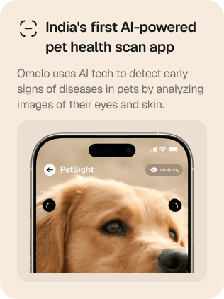 Omelo symptom checker showing pet health issue detection
